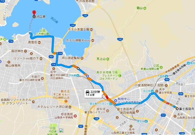 山梨县河口湖行车图