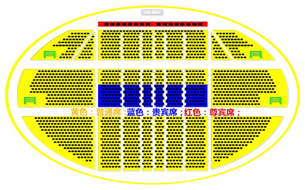 藍色:貴賓席;紅色:尊賓席在這座印象大紅袍茶館,有1988個座位,觀眾席5